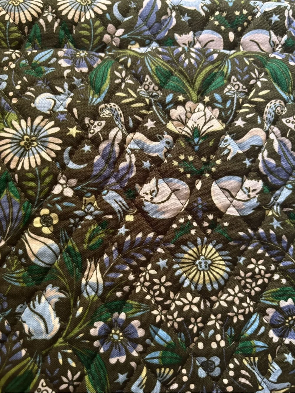 Quilted Floral Laptop Sleeve Bag - Green Floral